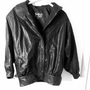 Vintage Gino di Giorgio by Comint  Black Leather Jacket with Lining - Medium